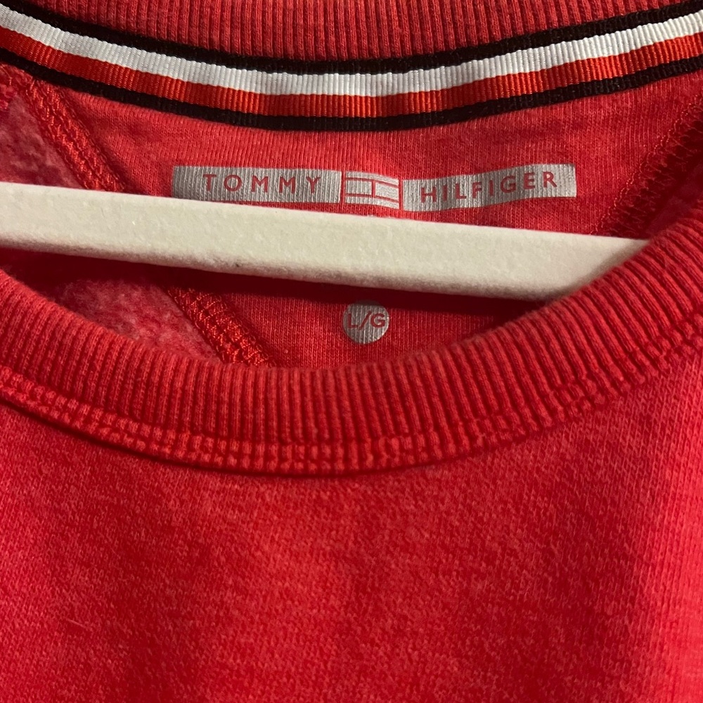 Tommy Hilfiger Red Crew Neck Sweater with Black Accents - Picture 2 of 5
